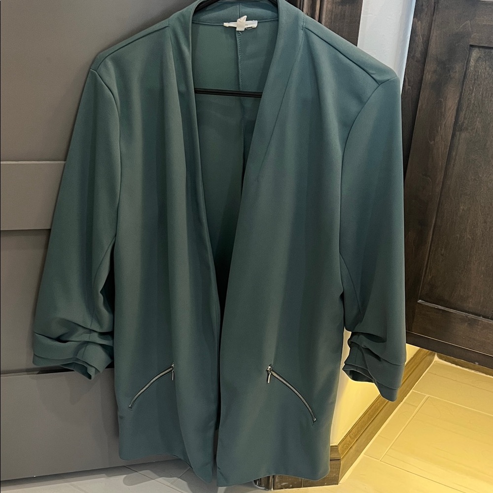 Maurices Teal Women's Blazer with Zippered Pockets